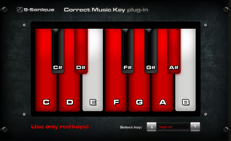 Correct Key - key / scale / chords / melody assistant - virtual